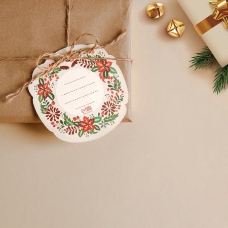 Schildik decorative for the gift "Patterned Wreath", 10 x 10 cm, New Year-3