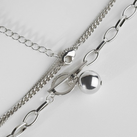 Pendant "chain" medallion and sphere, color silver, 60cm-2