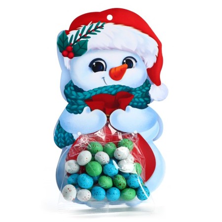 New Year! Chocolate with cookies, on the postcard "Happy New Year", a snowman-4