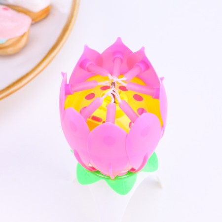 Candle-flower d/cake musical 12 x 5 cm-2