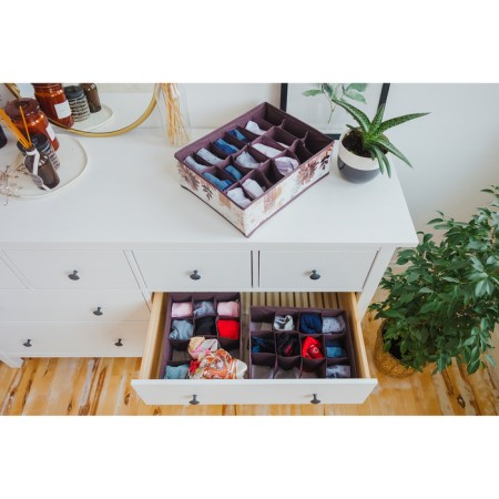 Organizer for storing Astra’s linen, 16 cells, 36 × 28 × 12 cm, brown color, inner wall mix-5