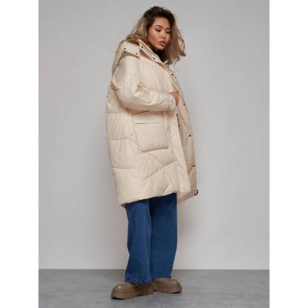Coat insulated winter female, size 44, beige color-17