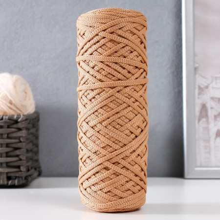 Knitting cord 100% polyester, width 3 mm 100m (caramel)-4