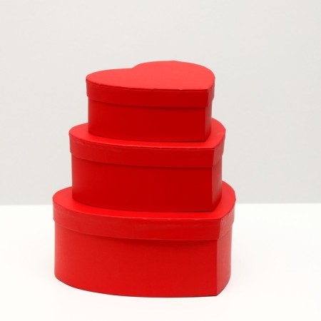 Set of boxes 3v1 hearts "Red" 21 x 19 x 9 - 15.5 x 14 x 6 cm-1