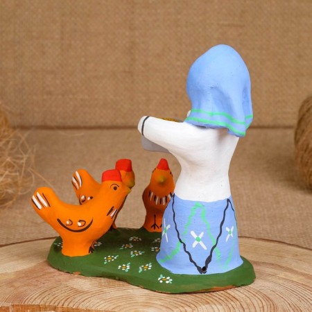 Souvenir "Baba with chickens", 12 × 10 × 12 cm, Kargopol toy, mix-2