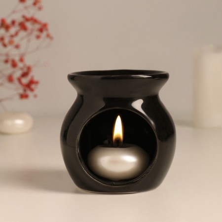 Aroma lamp ceramics "exhale you are finally" black 7.2x7.2x7.8 cm-5