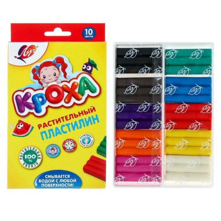 Plant -based plasticine, 10 colors, 160 g "Kroch", mix-1