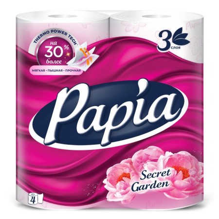 Papia toilet paper "Mysterious Garden", 3 layers, 4 rolls