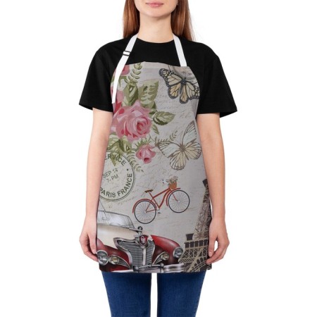 Apron of a kitchen with a photo print "Romance of Paris", adjustable, size OS