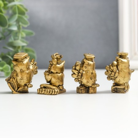 Souvenir Polystone for bronze "Scientific owls" set of 4 pcs 3.8x1.5x3 cm-4