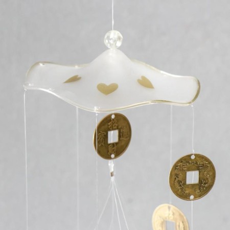Wind music is plastic. Metal "hearts and Chinese coins" 4 pipes 70 cm-1