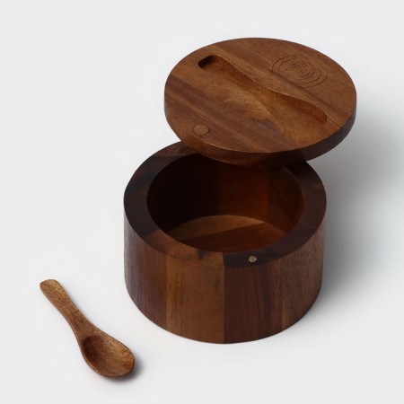 Bank for spices with a spoon, 10 × 6 cm, acacia-4