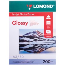 Фотобумага для струйной печати А3, 50 листов LOMOND, 200 г/м2, односторонняя, глянцевая (0102024)