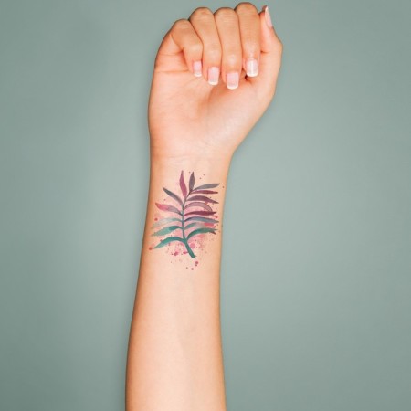 Tattoo on the body color "watercolor. Branch" 6x6 cm-2