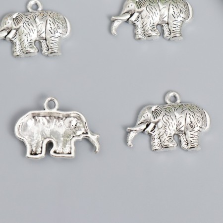 Decor for creativity Metal "Frowned Elephant" Silver Set 5 pcs 2.1x2.8x0.4 cm