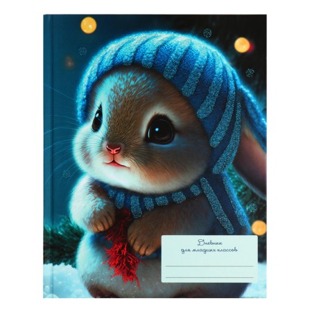Diary for grades 1-4, solid cover "Bunny", matte lamination, selective varnish, block 60 g/m2