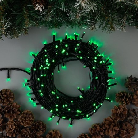 Garland "thread" 20 m, IP44, dark thread, 200 LED, Green glow, 8 modes, 220 V