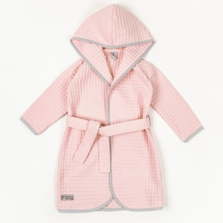 Waffle hood with a hood, height 134-140 cm, pink color-6