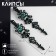 Clips "openwork" drops with curls, emerald color in ferrous metal