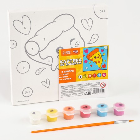Picture on numbers on canvas with a subframe for children "Appetizing piece", 17 x 17 cm-1