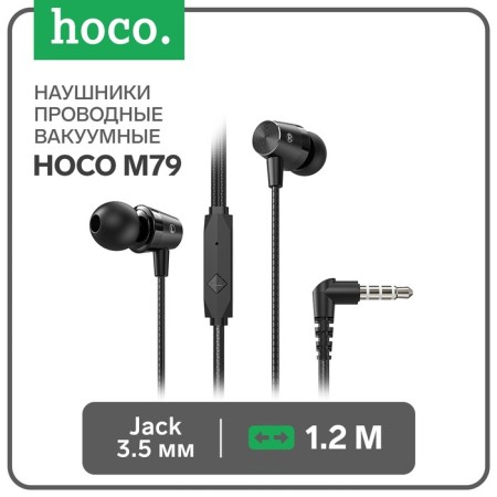 Hoco M79 headphones, wired, vacuum, microphone, jack 3.5 mm, 1.2 m, black