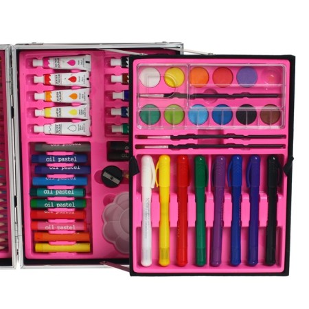 Set for drawing, in a suitcase, pink-4