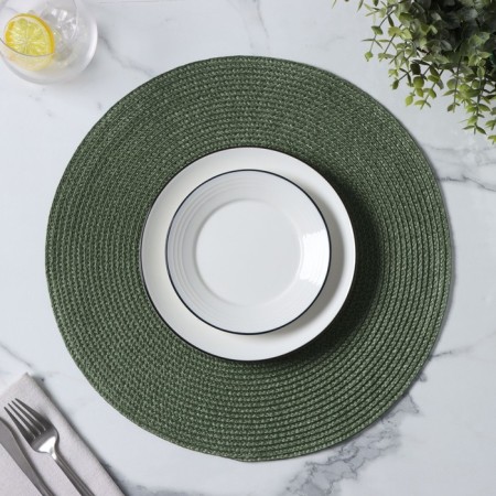 Serving napkin on the table “Loft”, d = 38 cm, green color-3