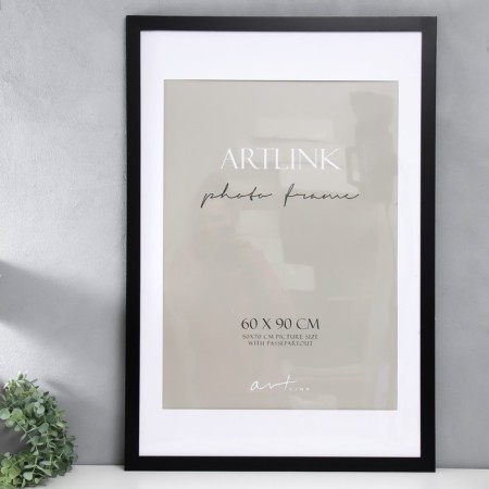 Photo frame MDF "Ellis" 60x90 cm with a paspartu, black (plastic screen)