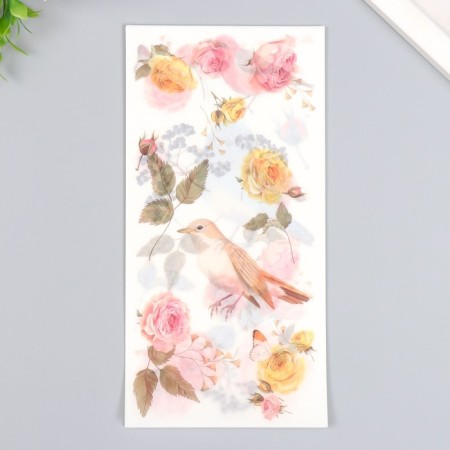 Stickers "birds in roses" set of 3 sheets 10x20 cm-2