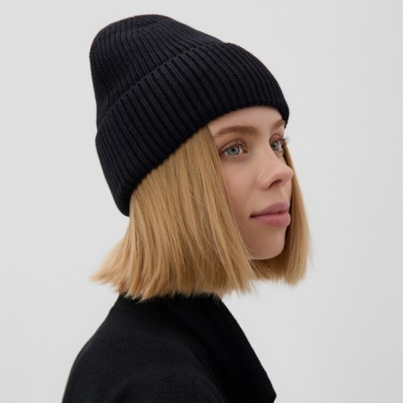 Women's hat minku with lapel, size 54-56, black color-1