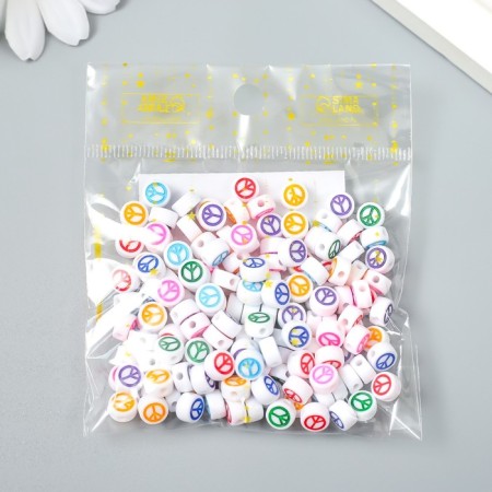 Beads for creativity plastic "Peace" White set 20 grams 0.4x0.7x0.7 cm-3