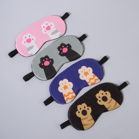 Mask for sleep "Paws", 19 × 9.5 cm, elastic band is single, Mix color-3