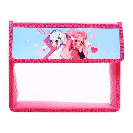 A5 notebook folder (230 x 190 x 50 mm), with Velcro valve, plastic/textiles, calligrata, "Anime girlfriends"-1