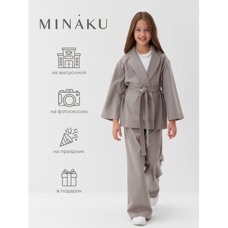 Комплект для девочки (жакет и брюки) MINAKU: PartyDress, цвет серый, рост 152 см-2