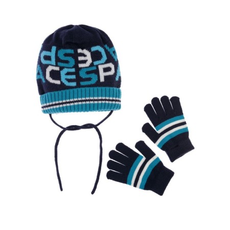 Knitted set for a boy: hat and gloves, size 52-1