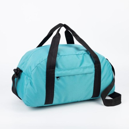 Sports bag with lightning, without lining, external pocket, turquoise color