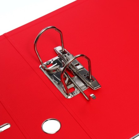 A4, 75 mm, Lamark, PVC, double-sided coating, metal edging, pocket for a spine, collected, red/red-6