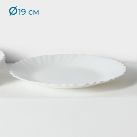 A set of dessert plates "Diva", d = 19 cm, 6 pcs, glass ceramic, white color-2