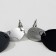 Earrings Metal "Trend" convex ovals, black color in matte silver