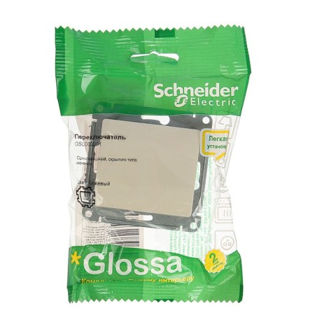 Switch "Glossa" Sche GSL000261, 10 A, 1 key, hidden, beige color-2