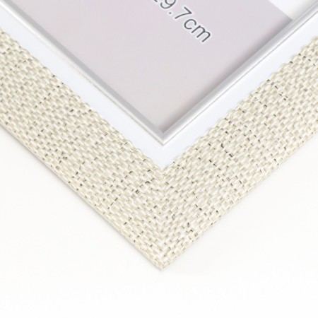 Photo frame Plastic format A4 "Weaving Bezh" Inner silver stroke 34.8x26.3 cm-2