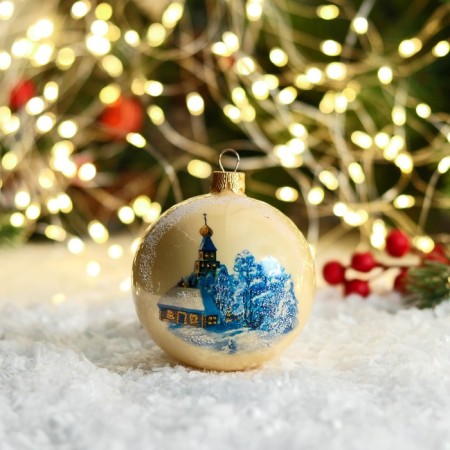 New Year's ball "Church" 8 cm