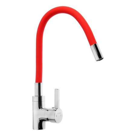 MIRA 5098-1 kitchen mixer, single-leaf, 35 mm cartridge, flexible surge, chrome/red-1