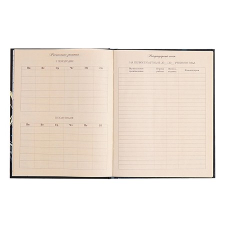 Diary for a music school, 48 sheets, hard cover, matte lamination, foil embossing, reference information, block 60g/m2-6