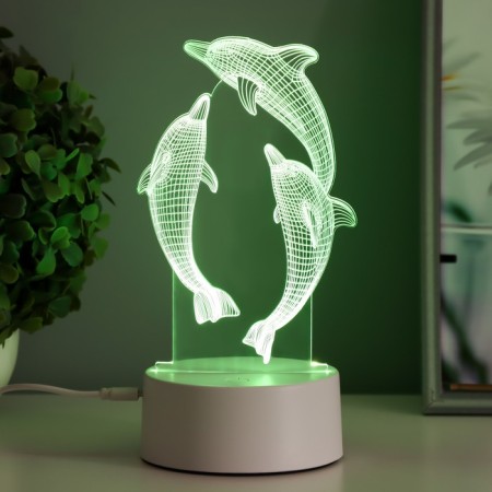 Sensor Lamp "dolphins" LED 7 USB colors/from batteries white RISALUX-7