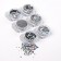 Set for decor, in a plastic organizer, 6 jars, silver color