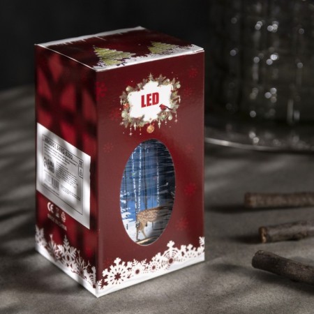 LED figure "Lantern with a deer" 6 × 13 × 6 cm, plastic, batteries AG13x3, glow warm white-3