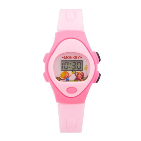 Watch of washing electronic, children's "birds", silicone strap, pink-6
