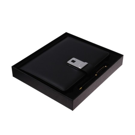 Organizer on the rings, PVC, A5.140 liters, a cage, with a pen, doned a box, finger scanner, charging, black-1