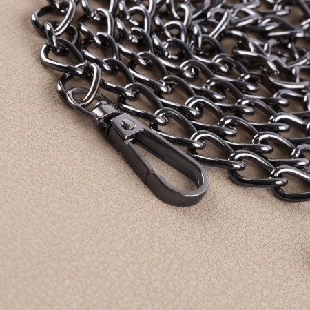 Fittings for bag No. 2, set 4 objects, carbine - 2 pcs, chain, buttons, metal, black nickel-1